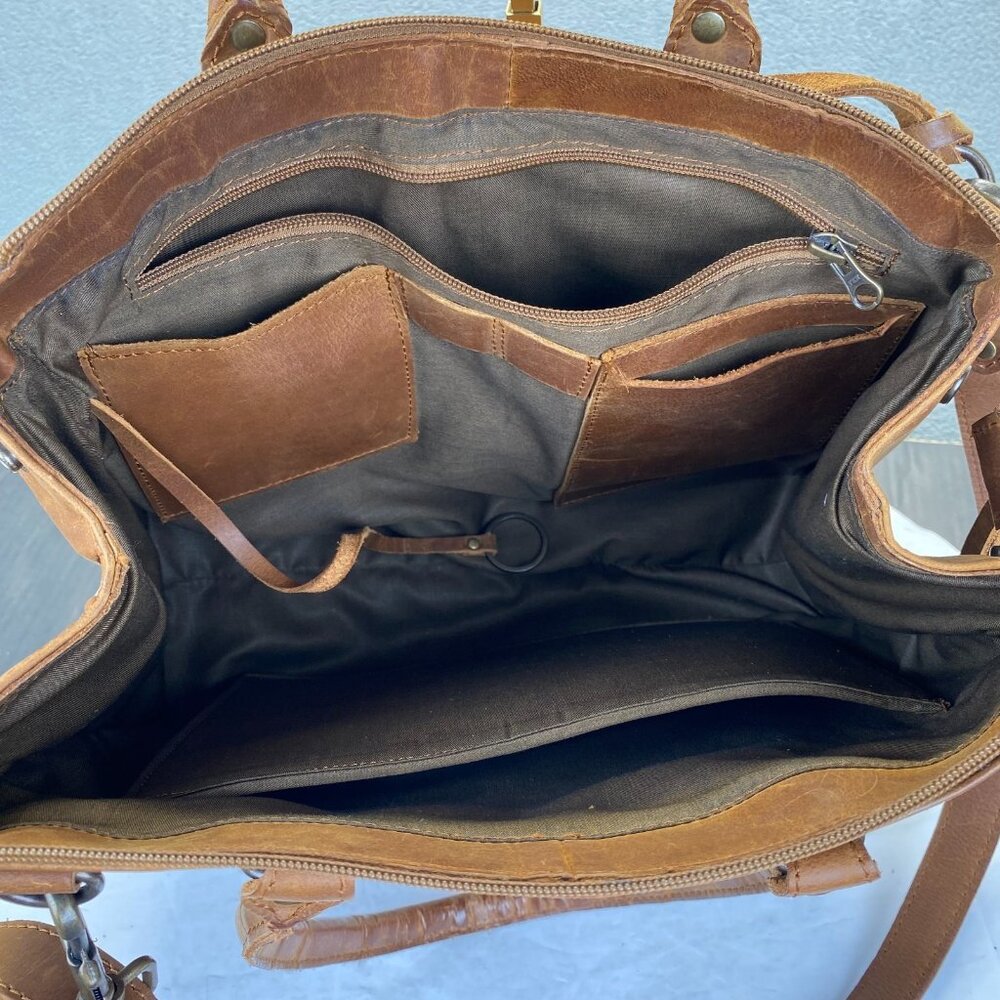 Women's Tote Genuine Excellent Brown Leather Shoulder Lady Purse Crossbody Bag - Picture 13 of 15